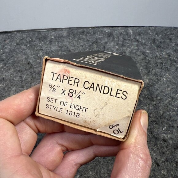 Vintage Dansk Designs France Olive Green 8" Taper Candles Set Of 8 Style 1818 -B - Picture 9 of 13